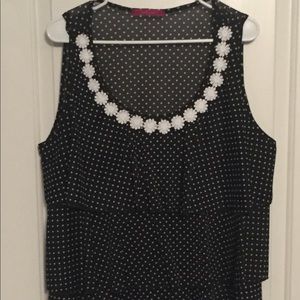 Polka dot ruffled tank